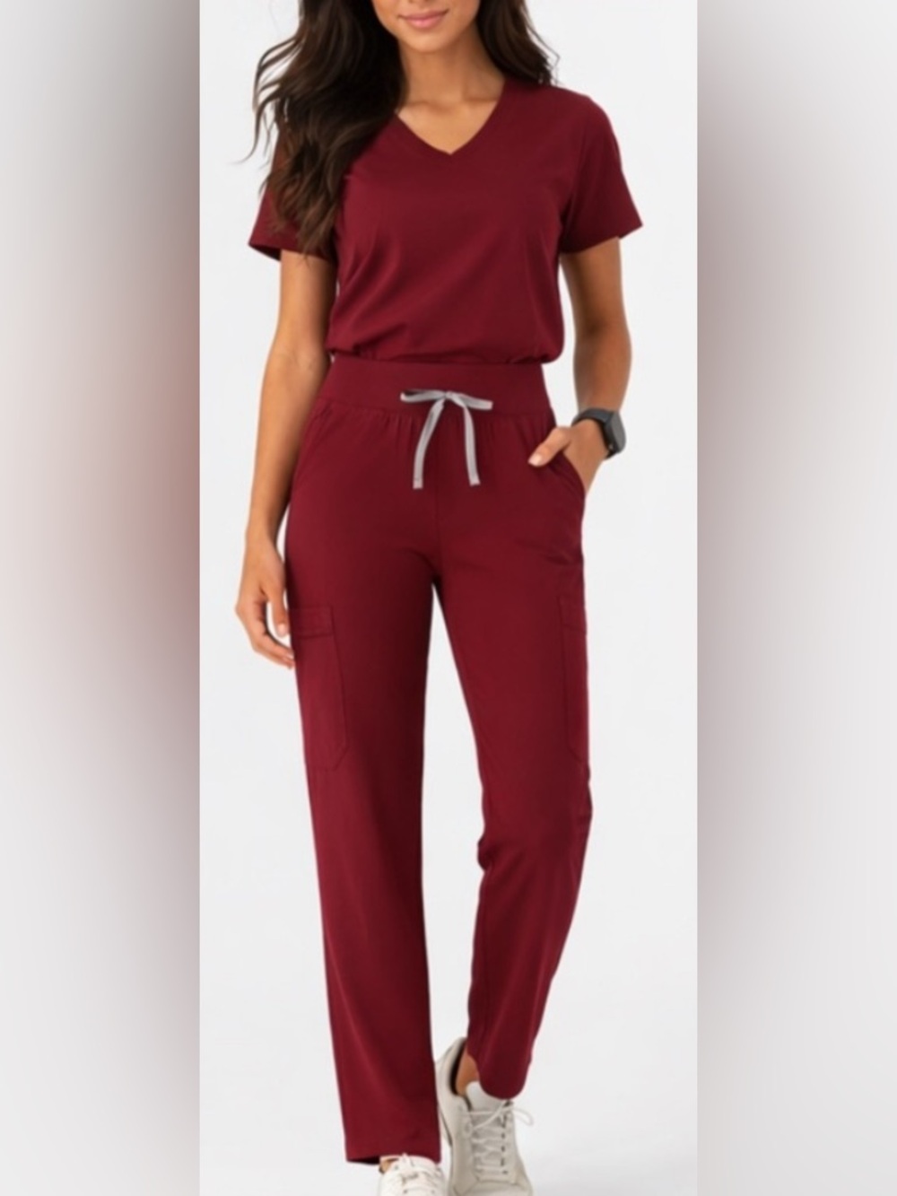 Figs High Waisted Yola Scrub Pants Wino Burgundy Nurse - Size XL Tall